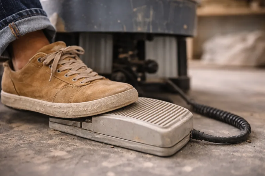Activation d'un tour de potier électrique avec pédale de contrôle